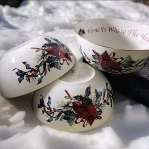 Lenox Winter Greetings Sentiment Bowl Home Is Where The Heart Is Christmas